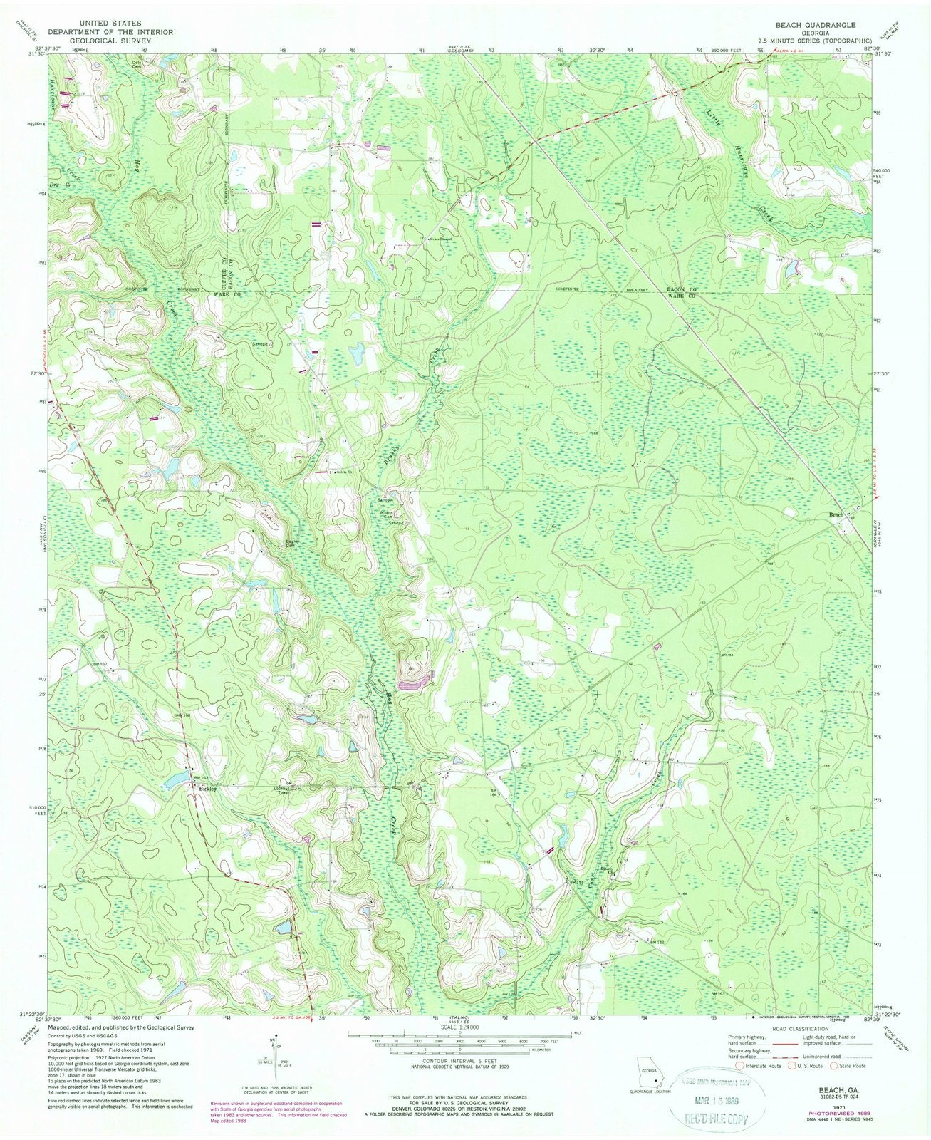 1971 Beach, GA - Georgia - USGS Topographic Map