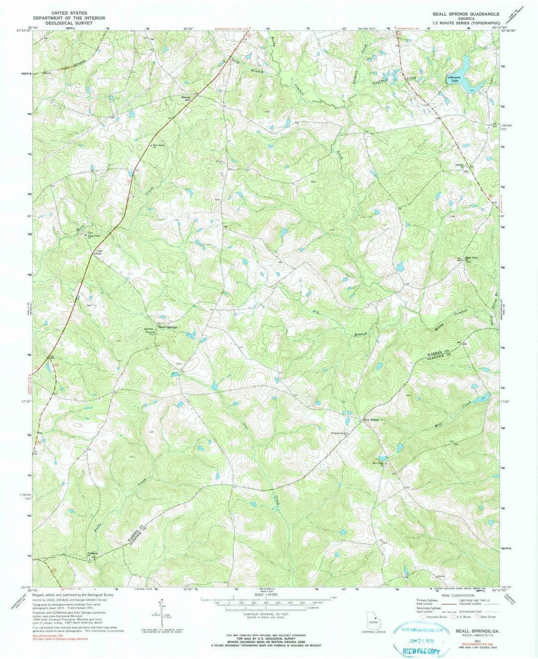 1971 Beall Springs, GA - Georgia - USGS Topographic Map