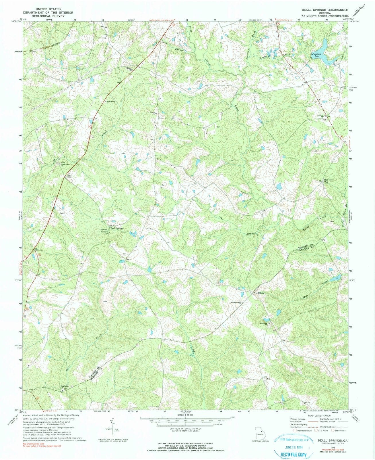 1971 Beall Springs, GA - Georgia - USGS Topographic Map