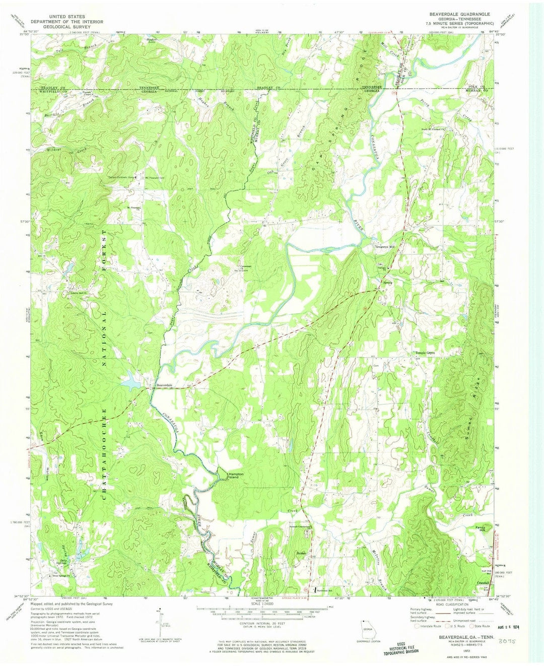 1972 Beaverdale, GA - Georgia - USGS Topographic Map