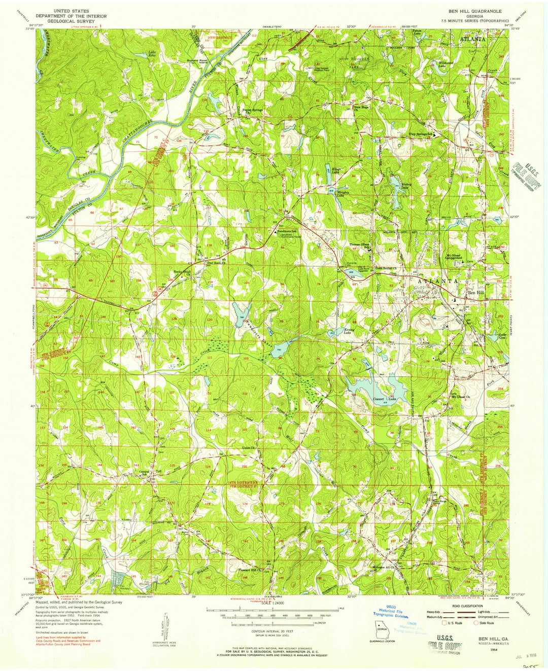 1954 Ben Hill, GA - Georgia - USGS Topographic Map