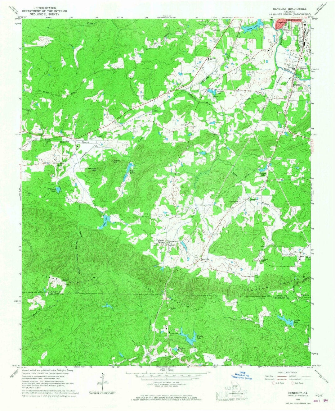 1966 Benedict, GA - Georgia - USGS Topographic Map