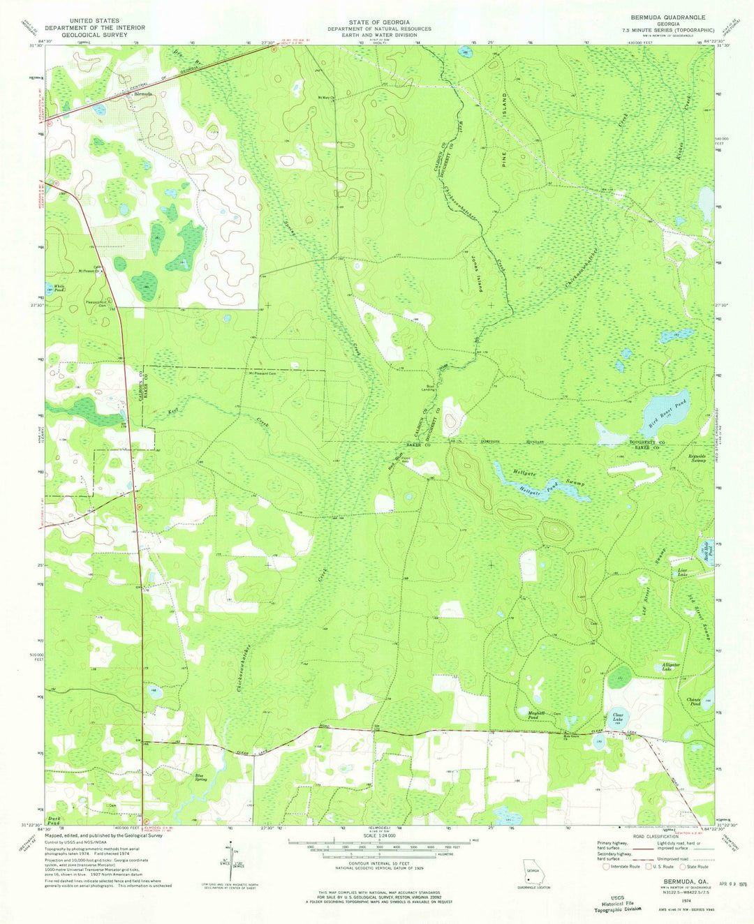 1974 Bermuda, GA - Georgia - USGS Topographic Map