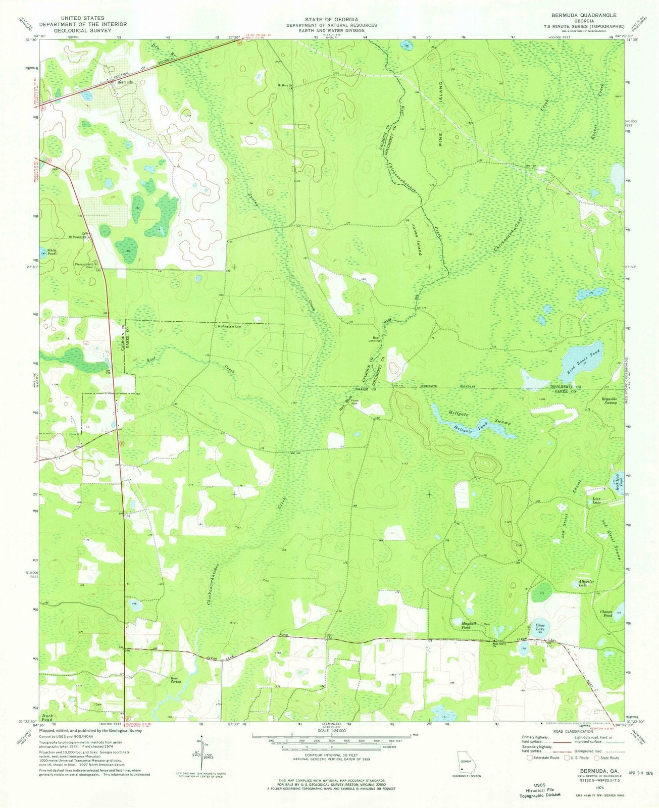 1974 Bermuda, GA - Georgia - USGS Topographic Map