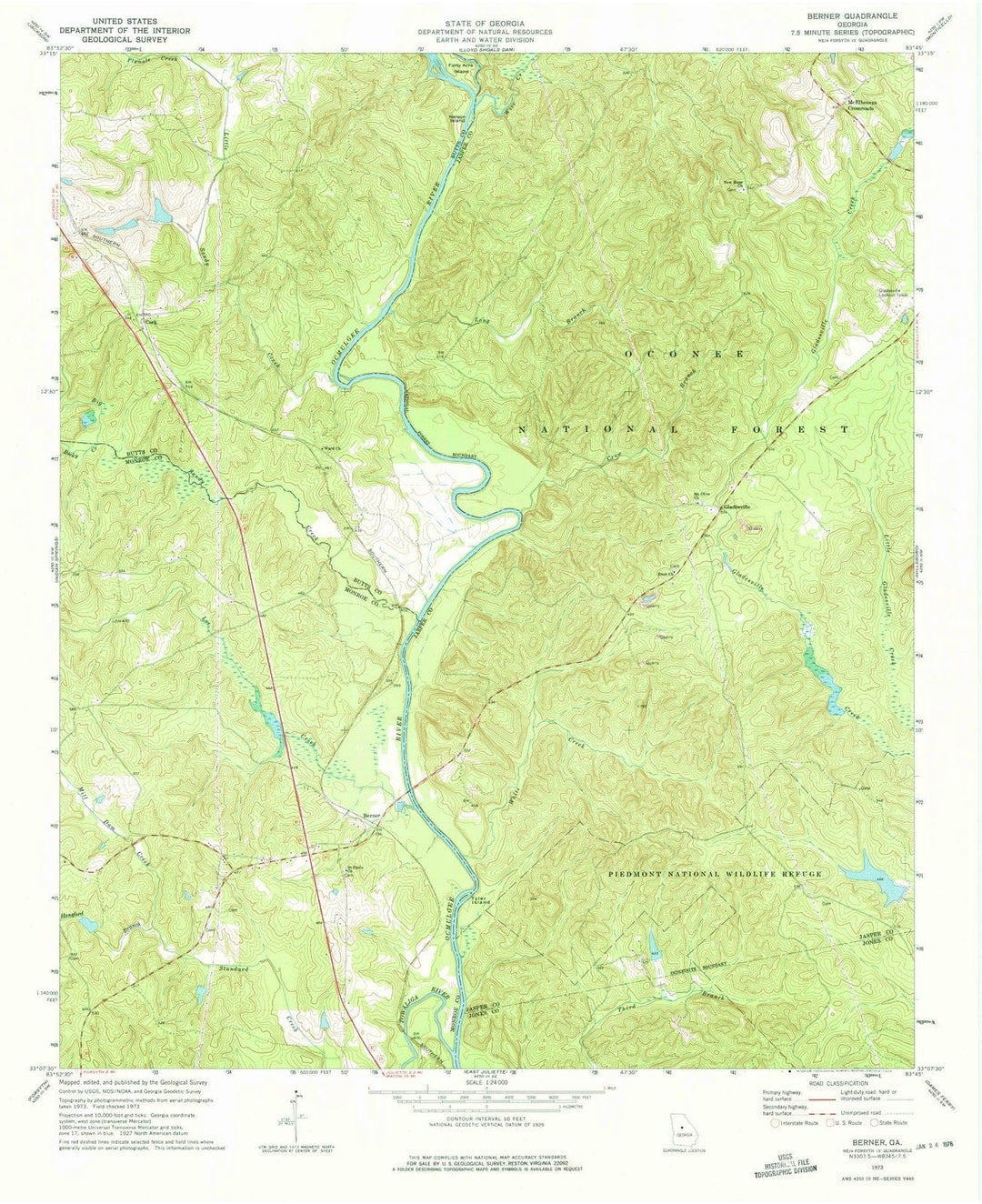 1973 Berner, GA - Georgia - USGS Topographic Map