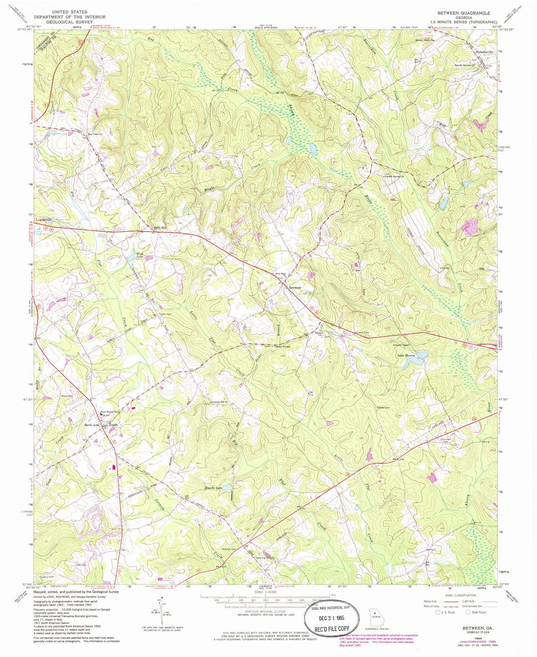 1964 Between, GA - Georgia - USGS Topographic Map