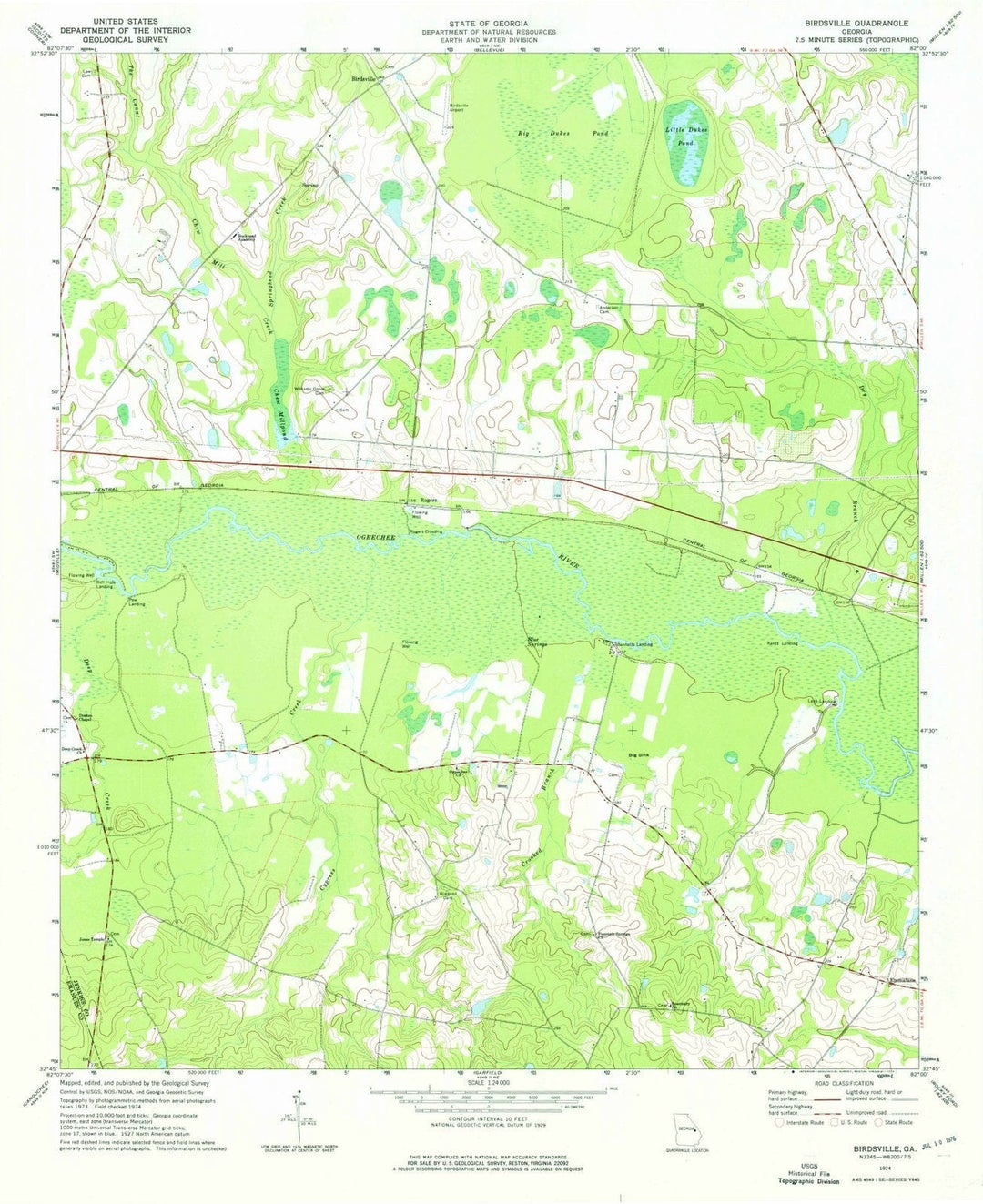 1974 Birdsville, GA - Georgia - USGS Topographic Map