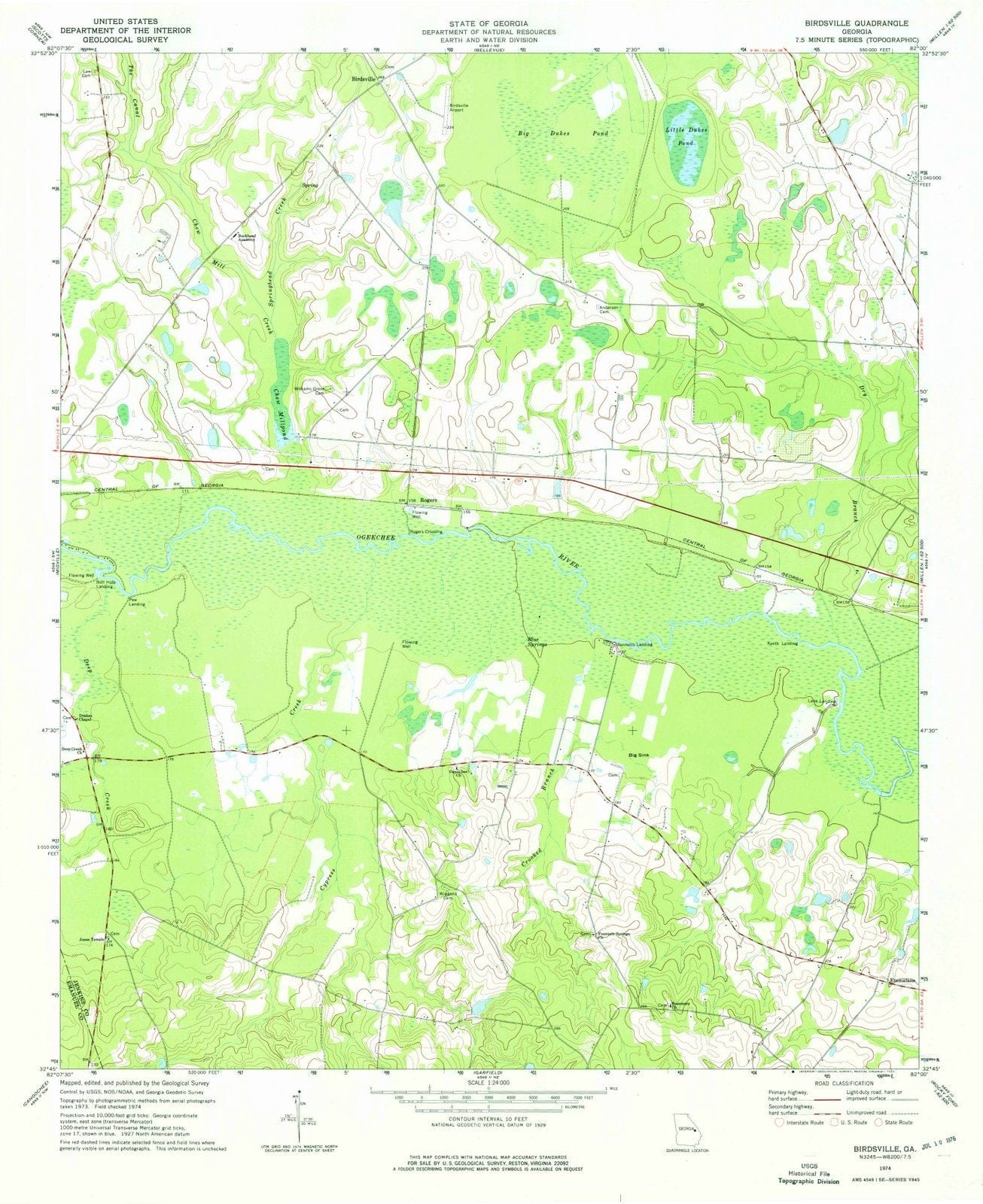 1974 Birdsville, GA - Georgia - USGS Topographic Map