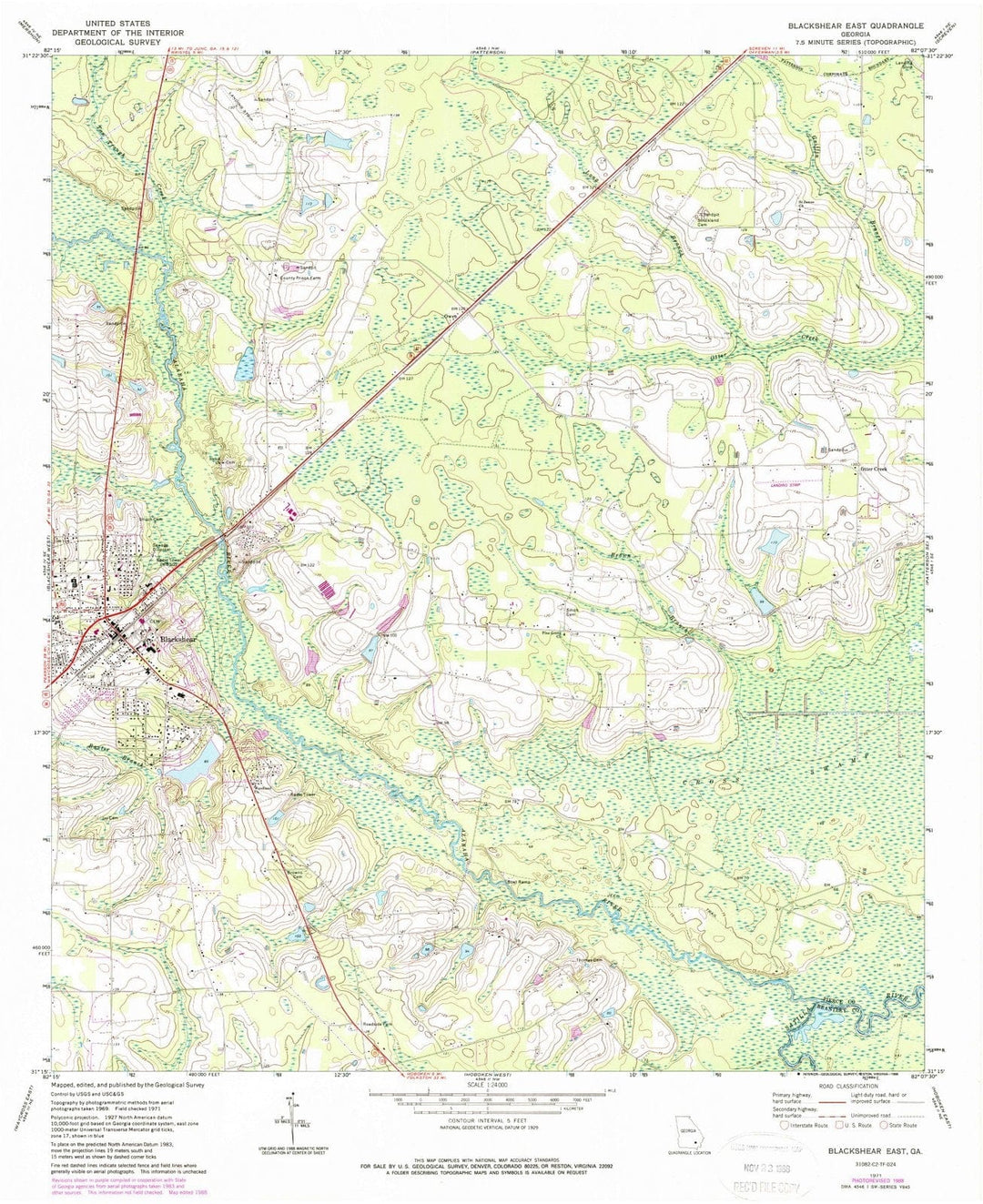 1971 Blackshear East, GA - Georgia - USGS Topographic Map