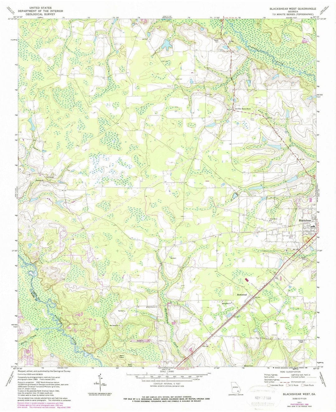 1971 Blackshear West, GA - Georgia - USGS Topographic Map