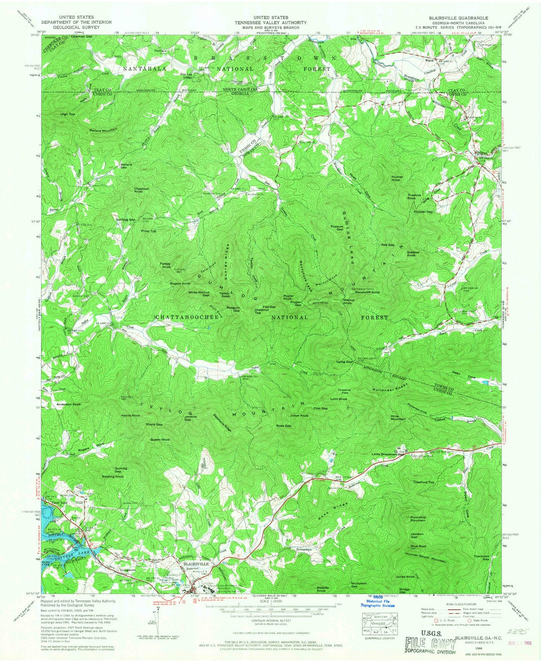 1966 Blairsville, GA - Georgia - USGS Topographic Map