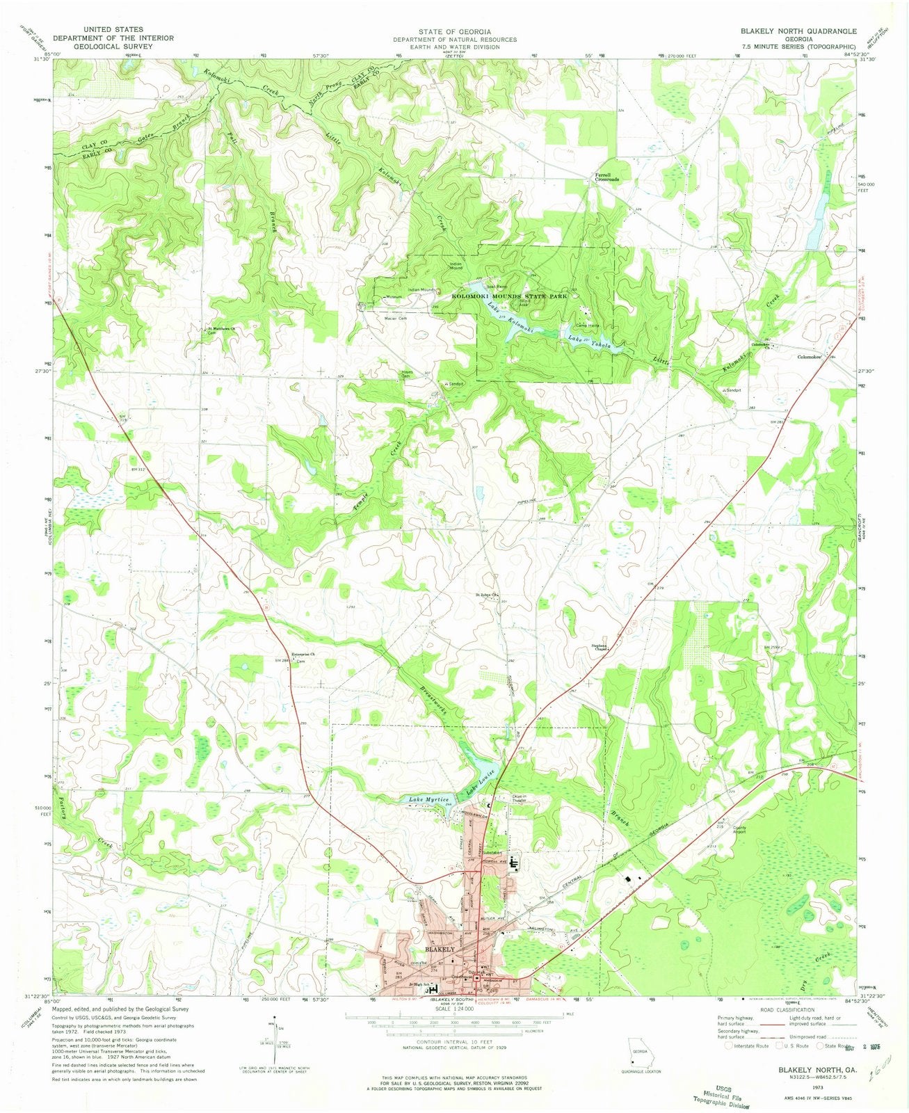 1973 Blakely North, GA - Georgia - USGS Topographic Map