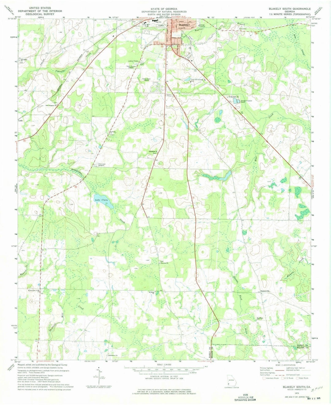 1973 Blakely South, GA - Georgia - USGS Topographic Map