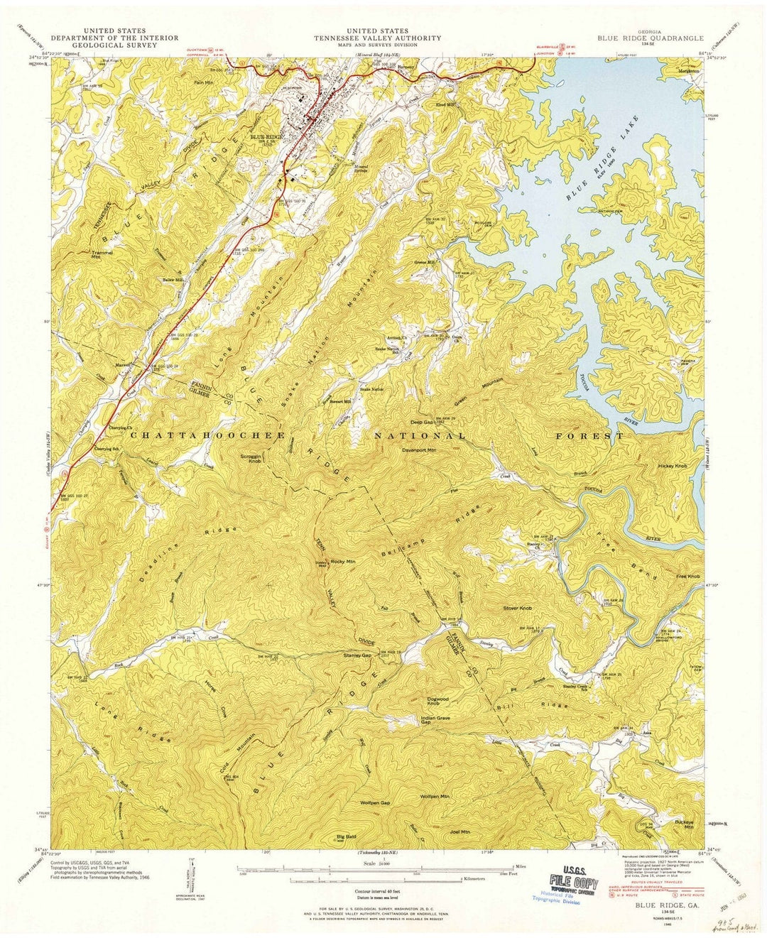 1946 Blue Ridge, GA - Georgia - USGS Topographic Map