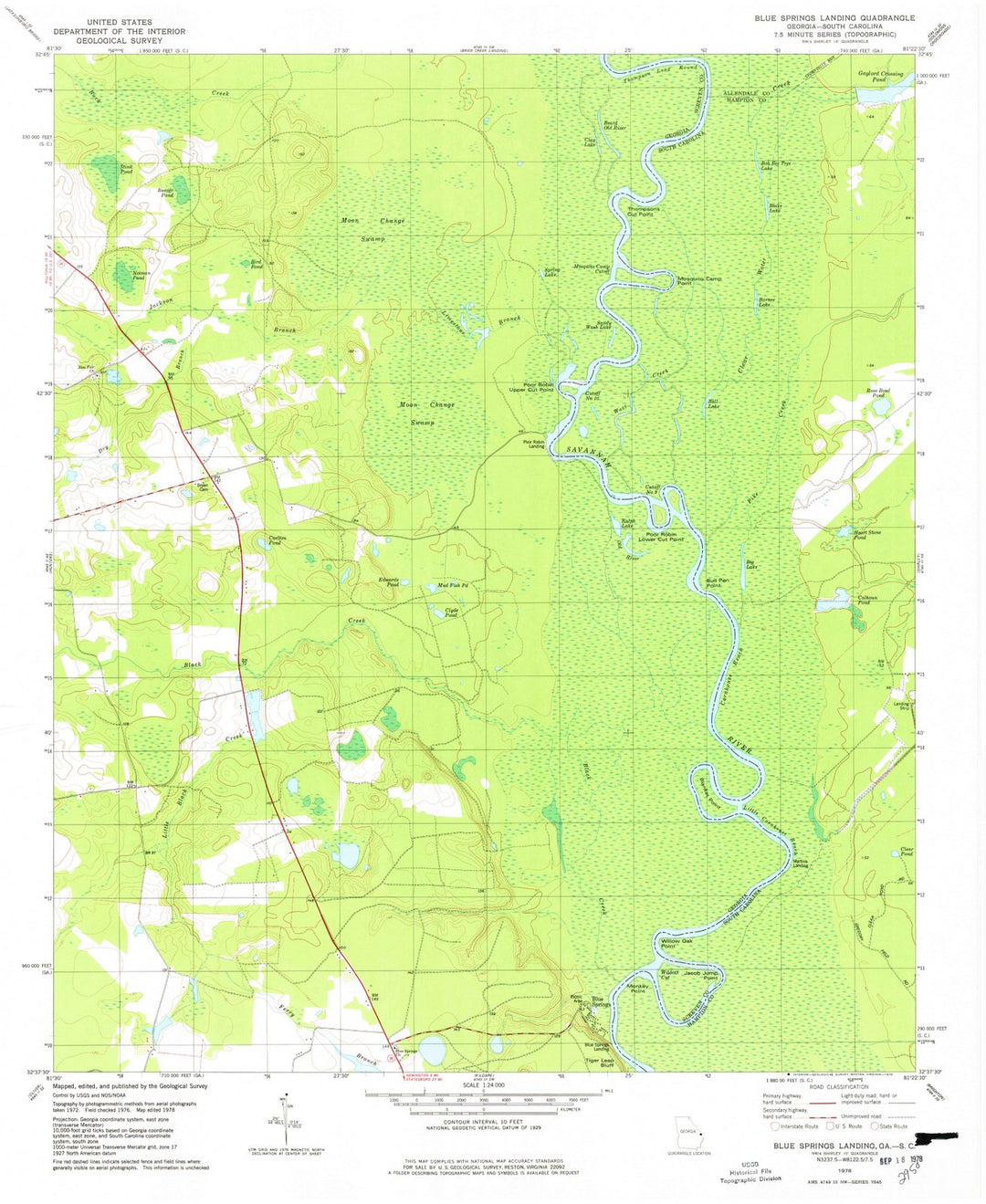 1978 Blue Springs Landing, GA - Georgia - USGS Topographic Map