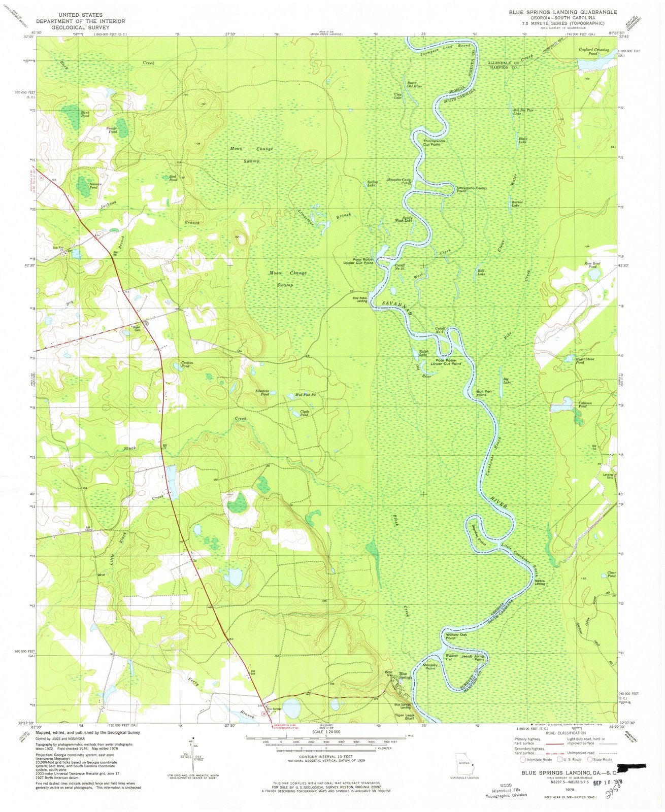 1978 Blue Springs Landing, GA - Georgia - USGS Topographic Map