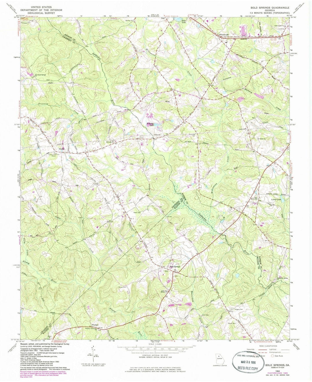 1964 Bold Springs, GA - Georgia - USGS Topographic Map