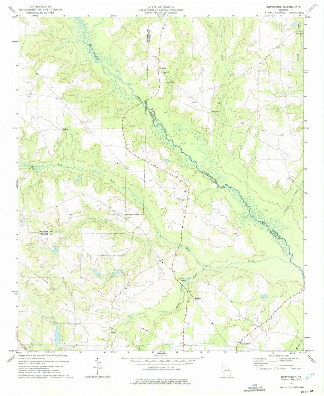 1973 Bottsford, GA - Georgia - USGS Topographic Map