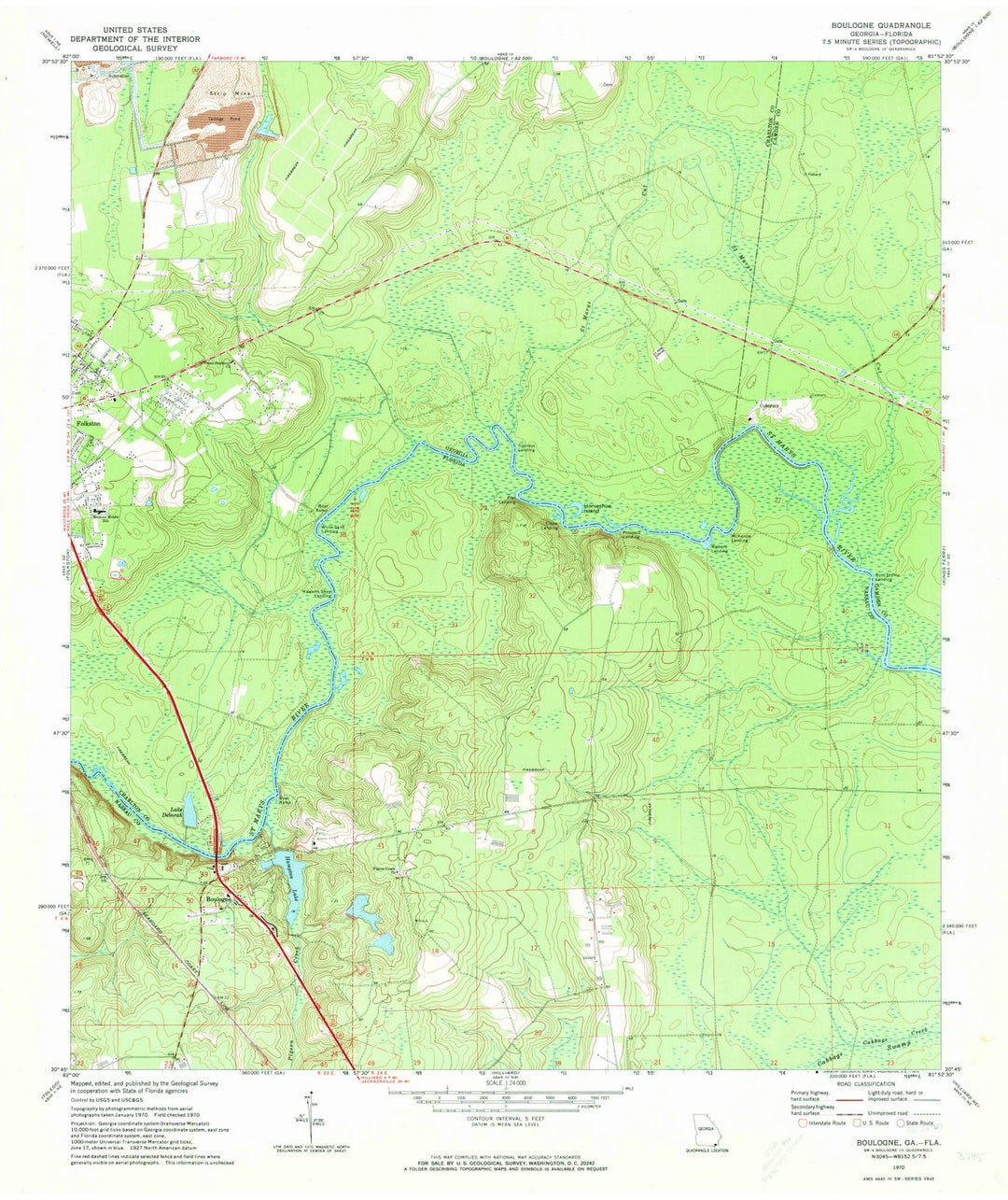 1970 Boulogne, FL - Florida - USGS Topographic Map
