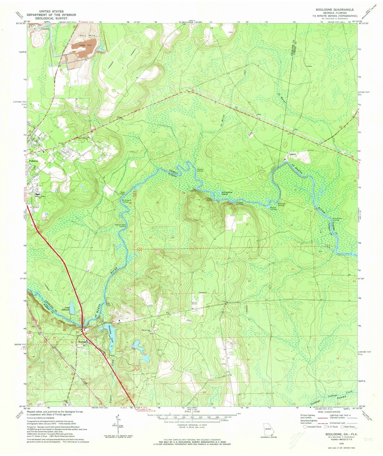 1970 Boulogne, FL - Florida - USGS Topographic Map