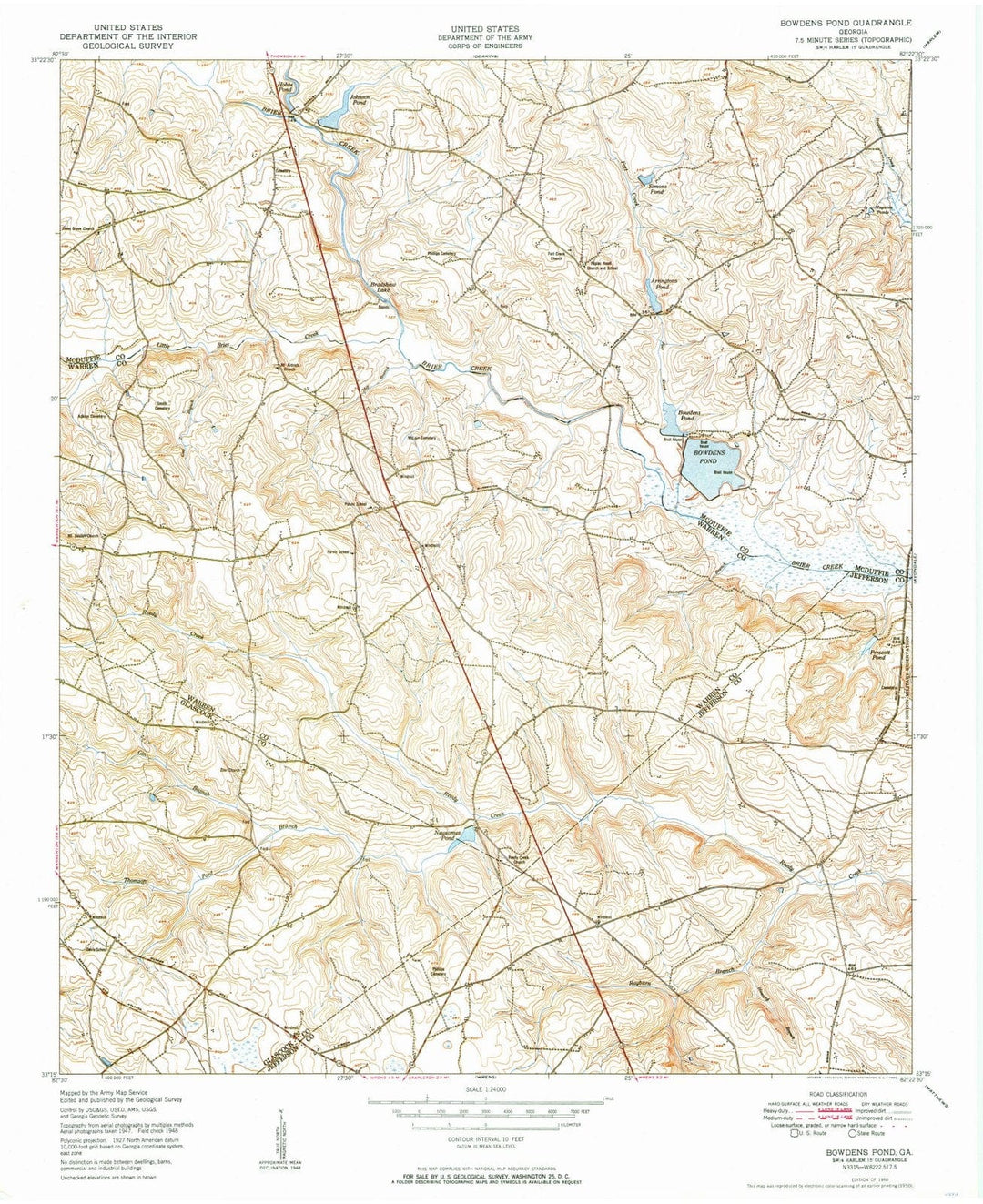 1950 Bowdens Pond, GA - Georgia - USGS Topographic Map