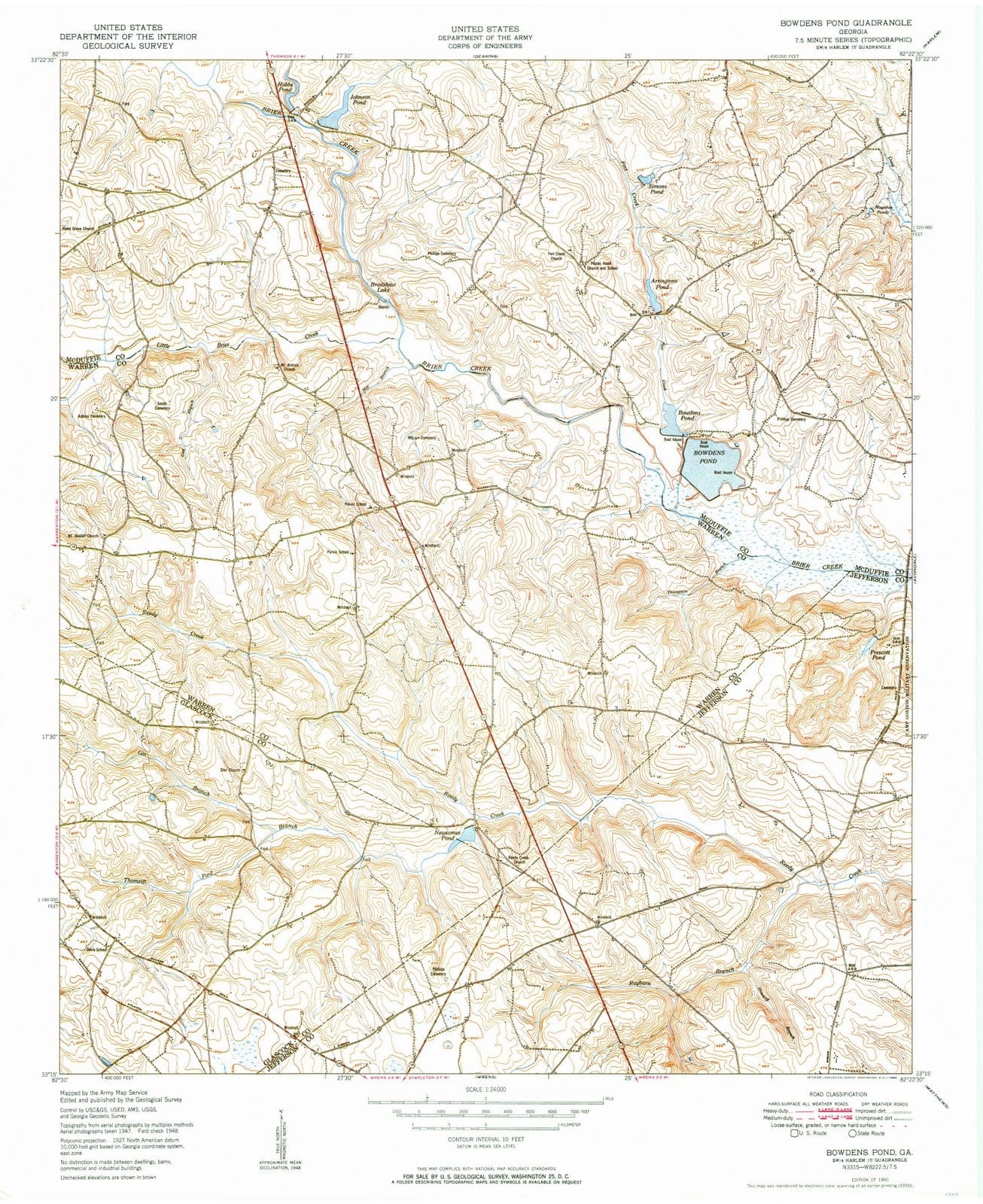 1950 Bowdens Pond, GA - Georgia - USGS Topographic Map