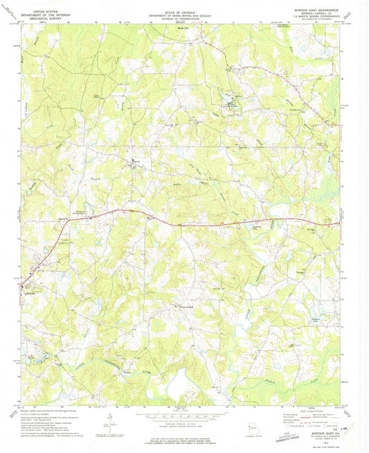 1973 Bowdon East, GA - Georgia - USGS Topographic Map