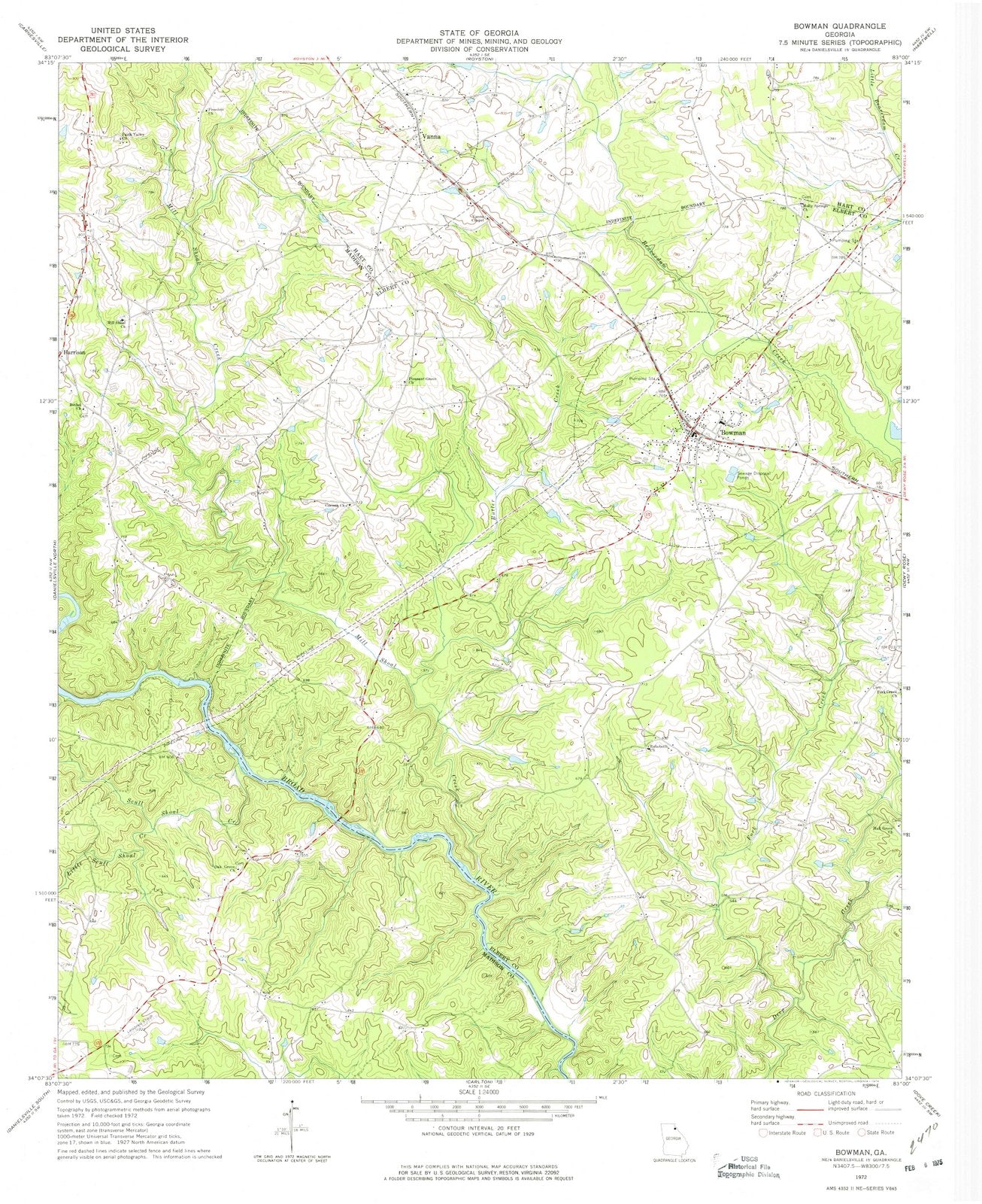 1972 Bowman, GA - Georgia - USGS Topographic Map