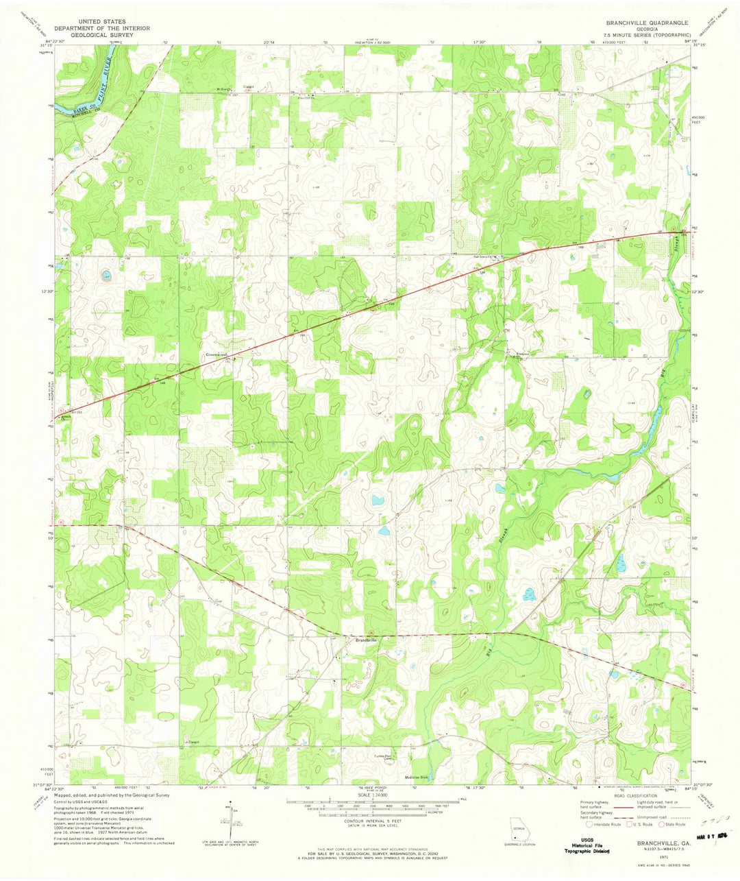 1971 Branchville, GA - Georgia - USGS Topographic Map