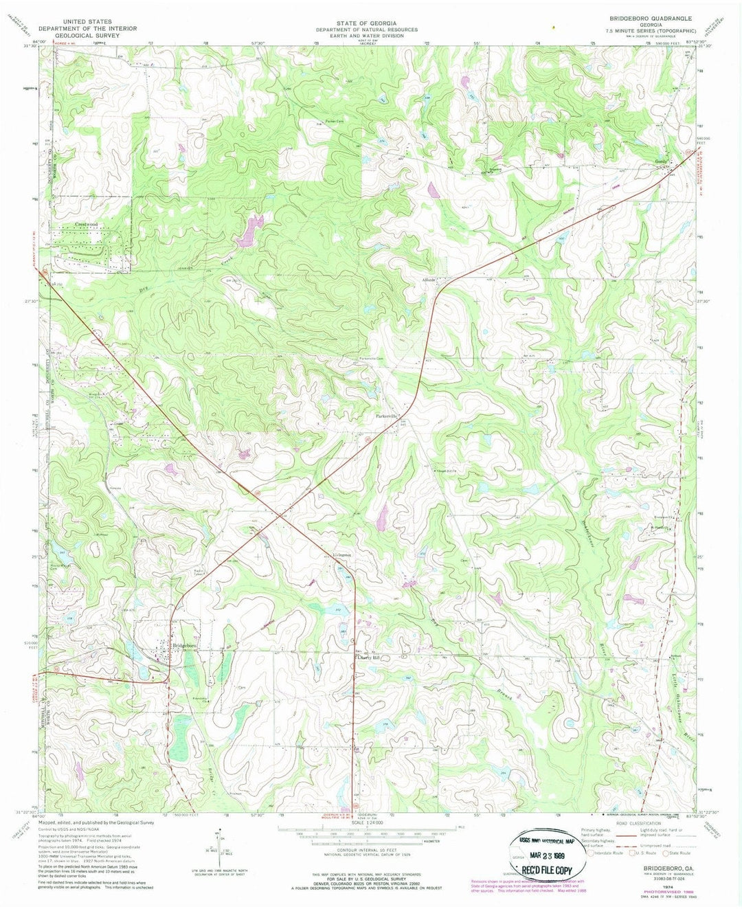 1974 Bridgeboro, GA - Georgia - USGS Topographic Map