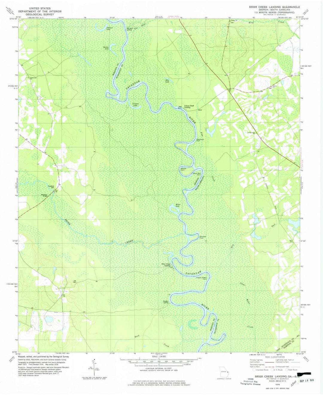 1978 Brier Creek Landing, GA - Georgia - USGS Topographic Map