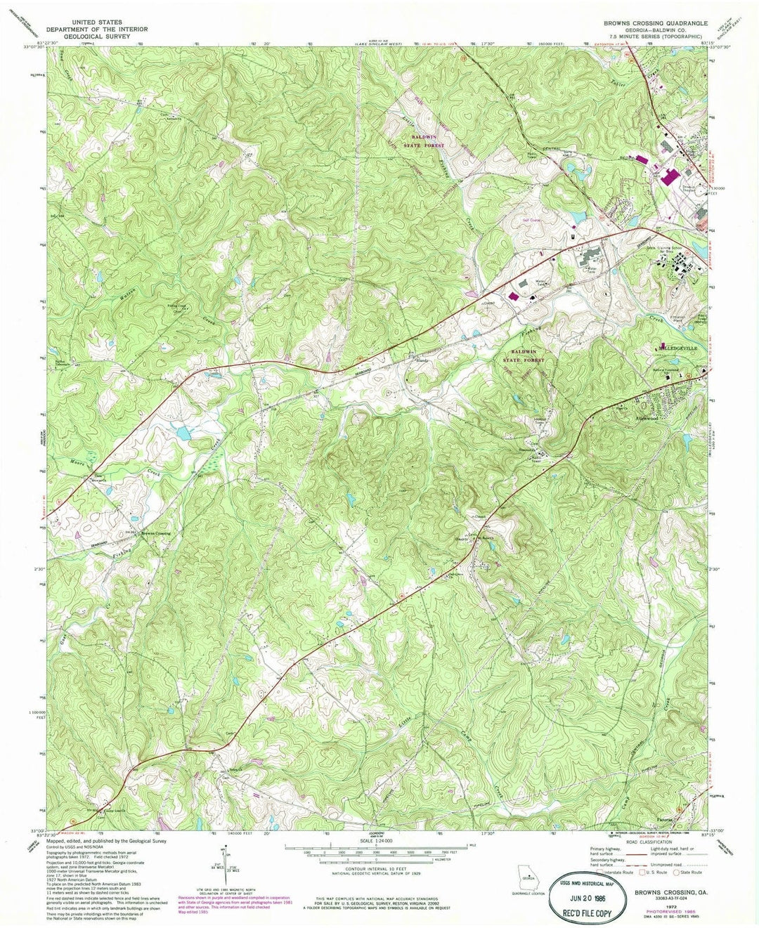 1972 Browns Crossing, GA - Georgia - USGS Topographic Map