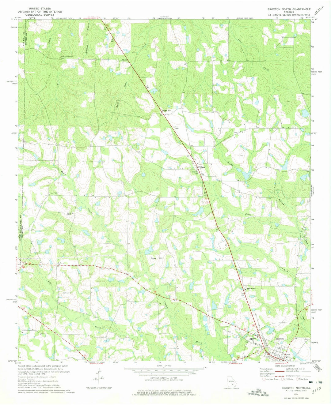 1972 Broxton North, GA - Georgia - USGS Topographic Map