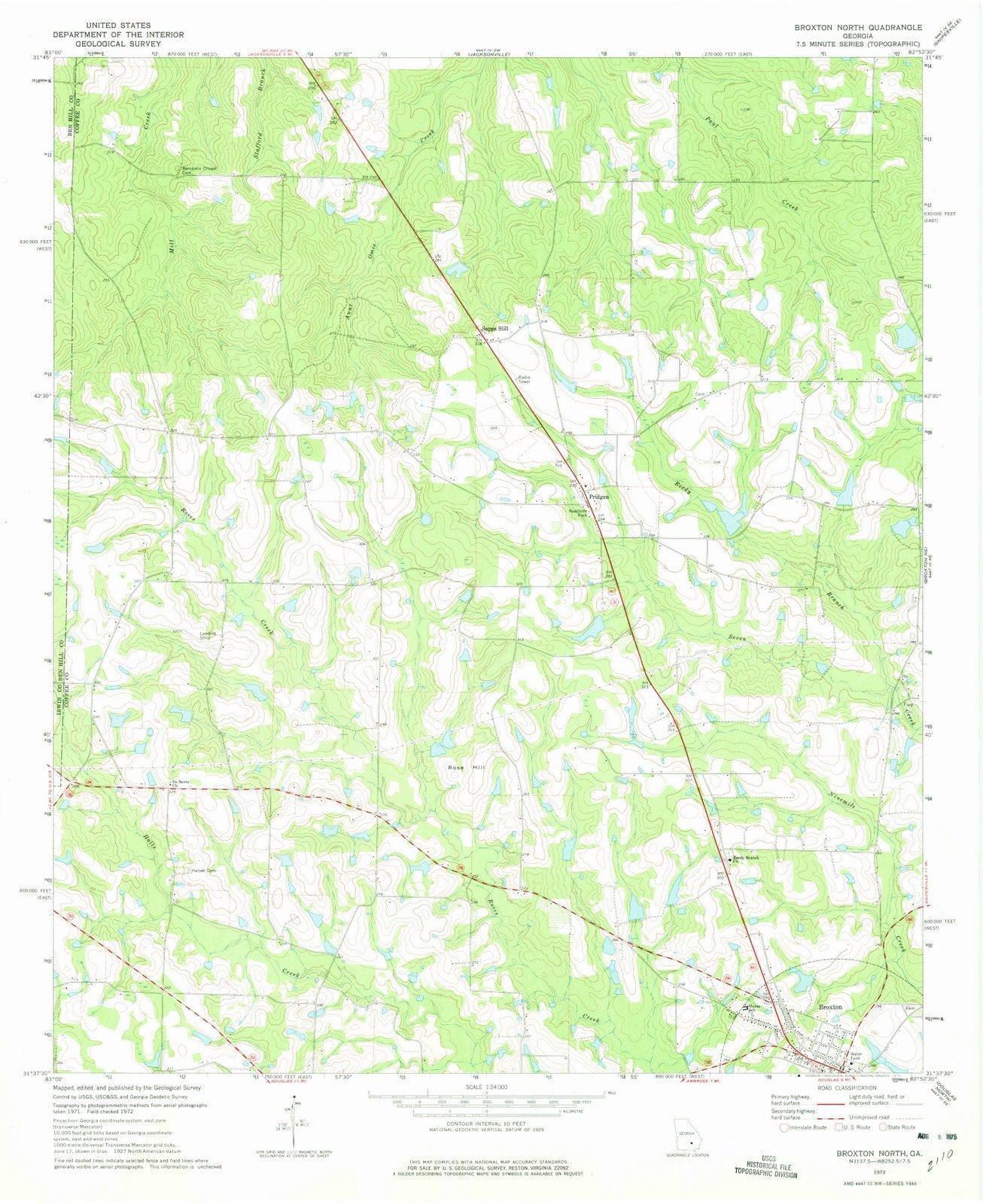 1972 Broxton North, GA - Georgia - USGS Topographic Map