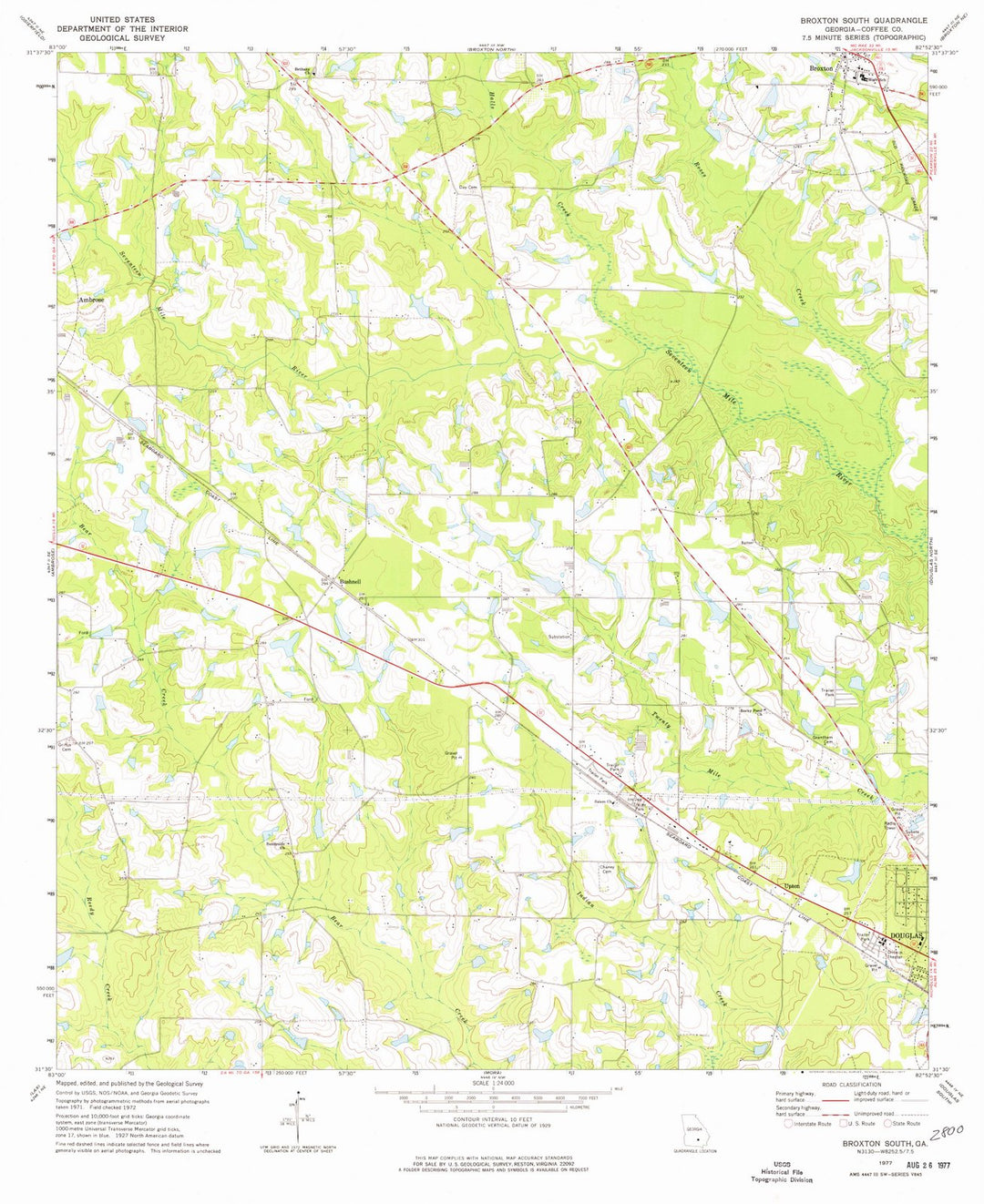 1977 Broxton South, GA - Georgia - USGS Topographic Map