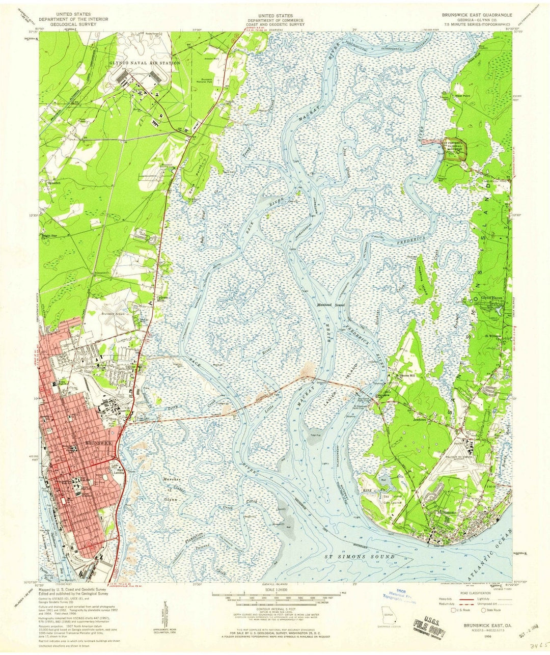 1956 Brunswick, GA - Georgia - USGS Topographic Map
