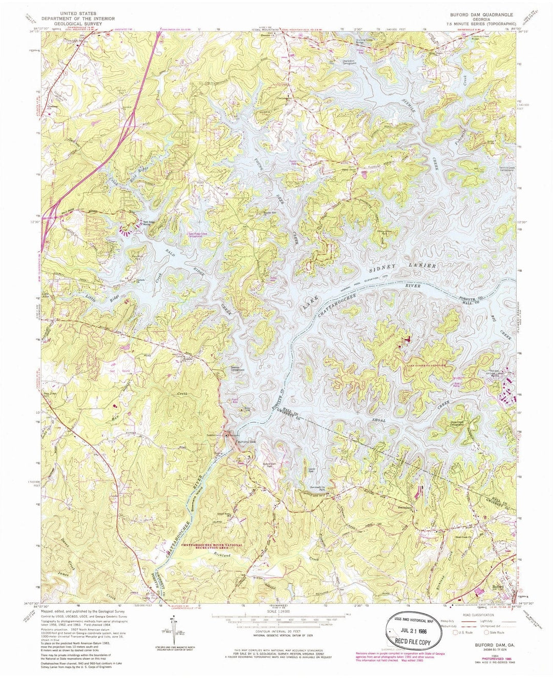 1964 Buford, GA - Georgia - USGS Topographic Map
