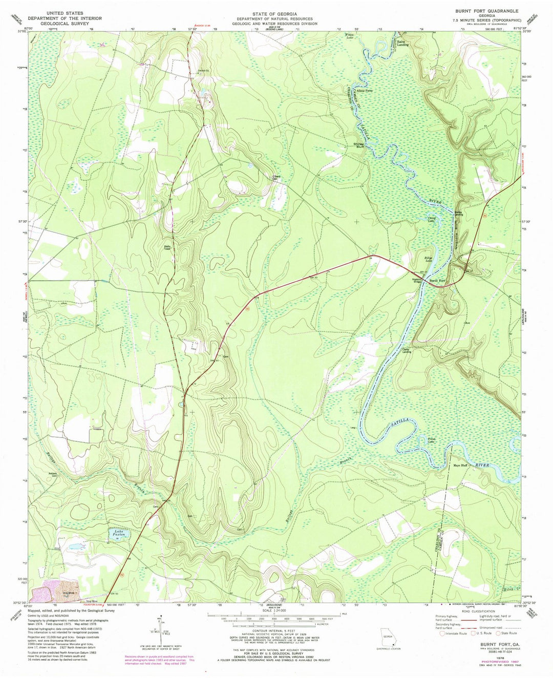 1978 Burnt Fort, GA - Georgia - USGS Topographic Map