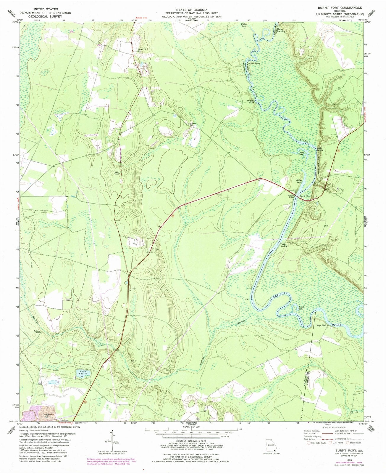 1978 Burnt Fort, GA - Georgia - USGS Topographic Map