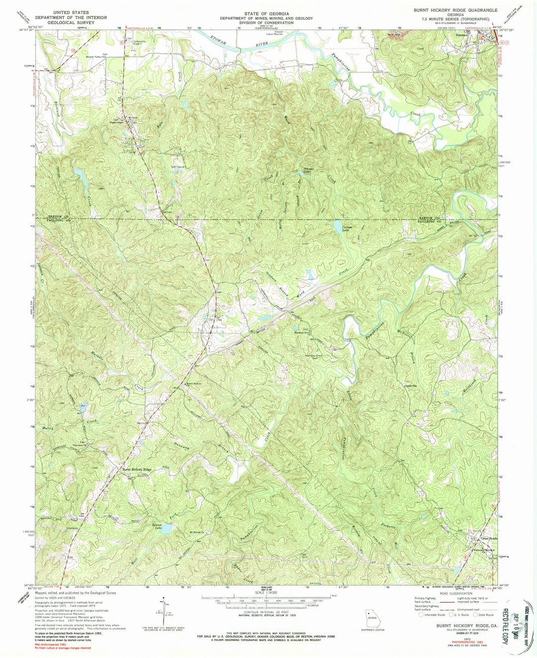 1972 Burnt Hockory Ridge, GA - Georgia - USGS Topographic Map