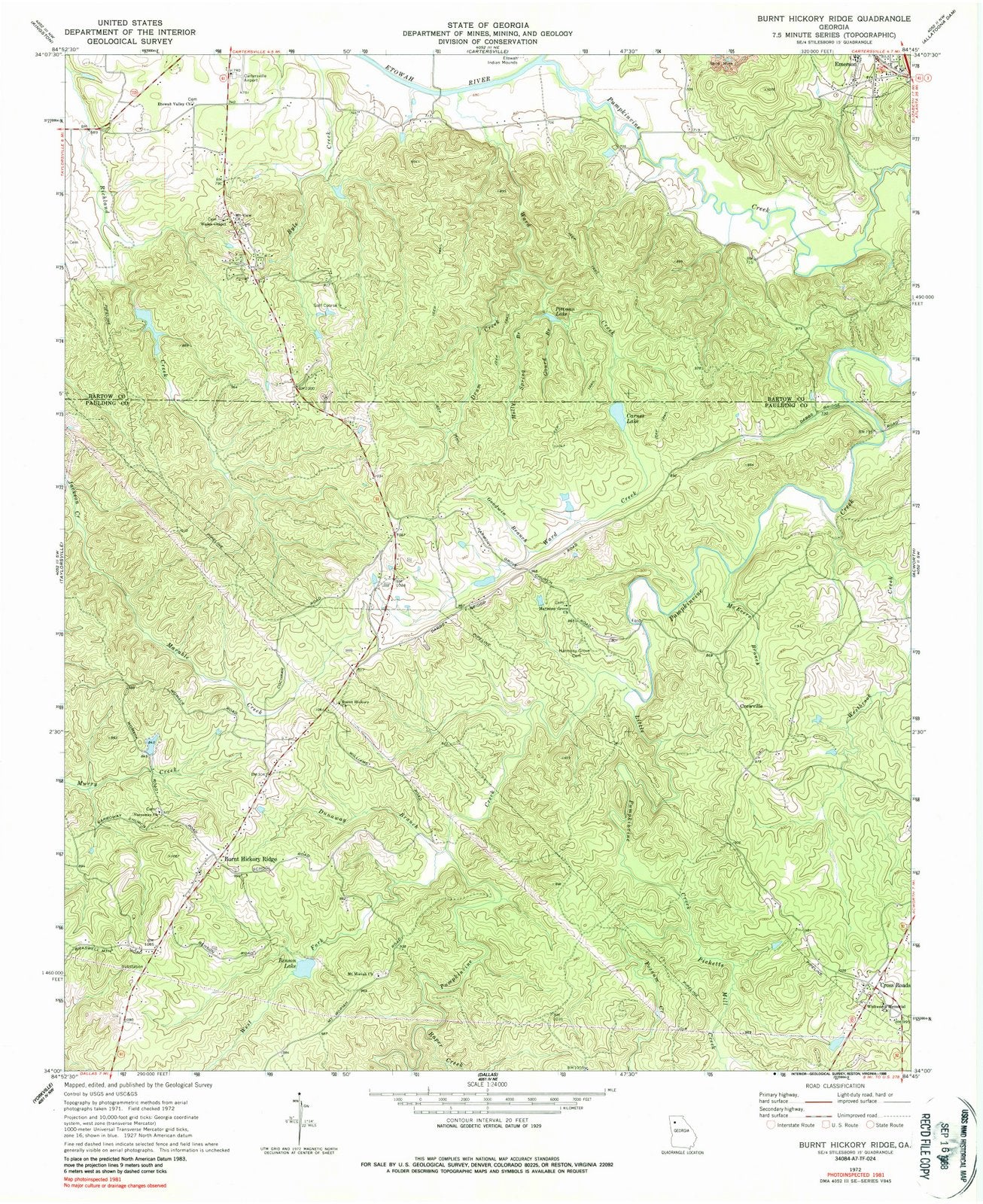 1972 Burnt Hockory Ridge, GA - Georgia - USGS Topographic Map