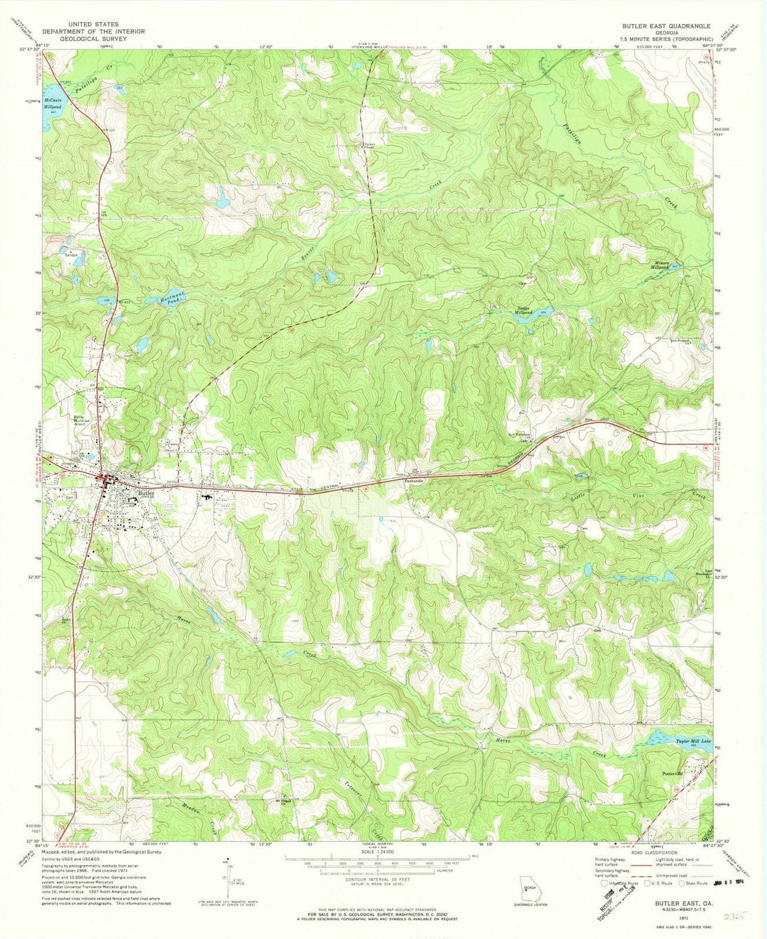 1971 Butler East, GA - Georgia - USGS Topographic Map