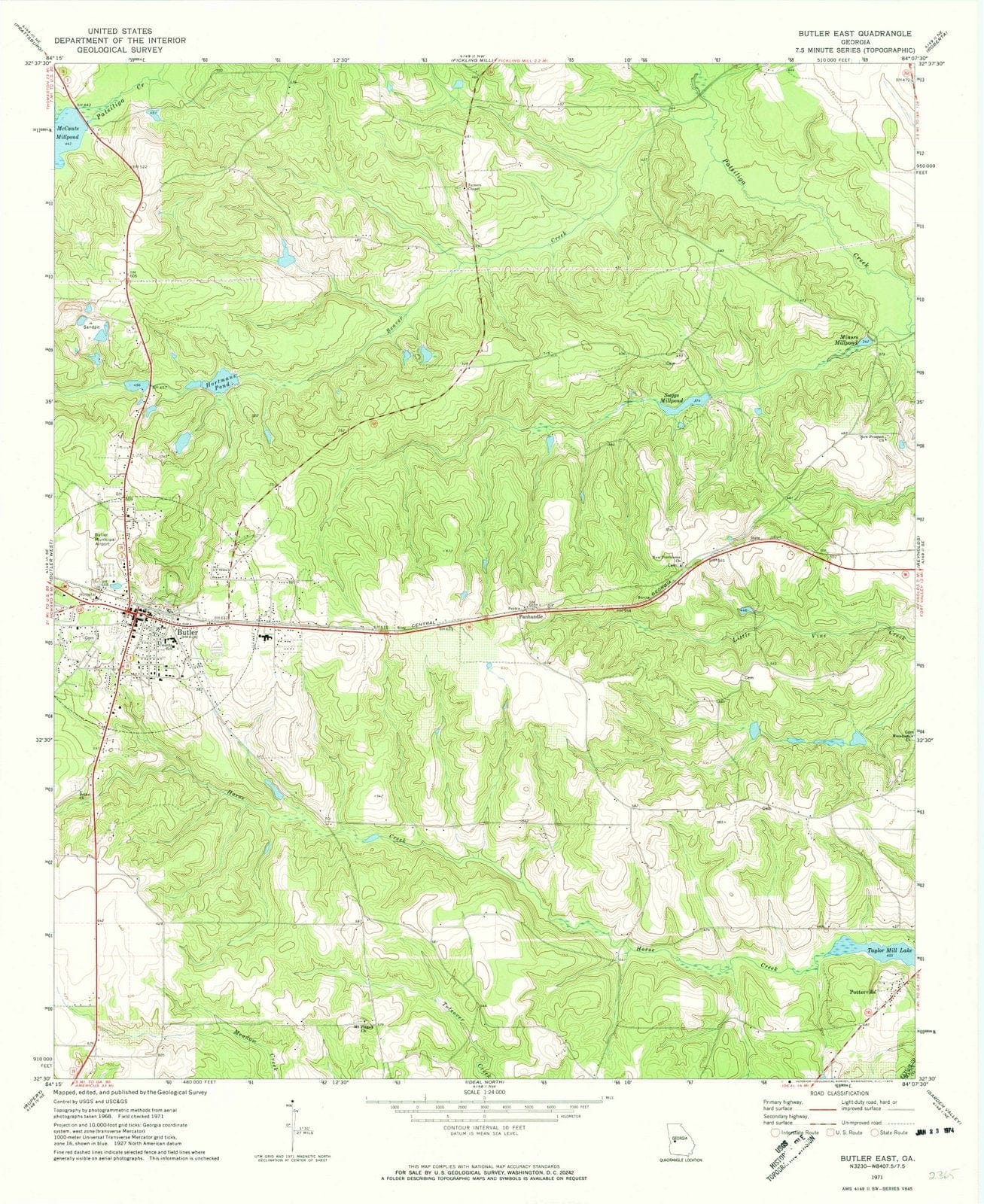 1971 Butler East, GA - Georgia - USGS Topographic Map