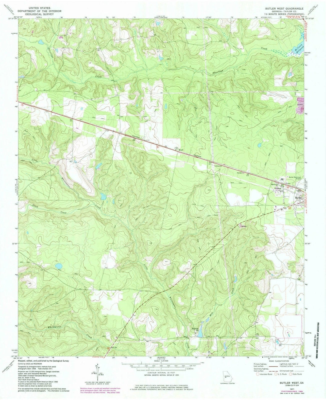 1971 Butler West, GA - Georgia - USGS Topographic Map