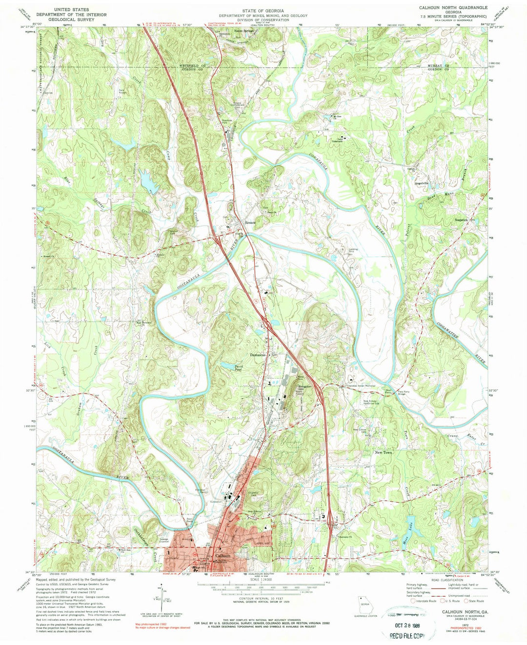 1972 Calhoun, GA - Georgia - USGS Topographic Map