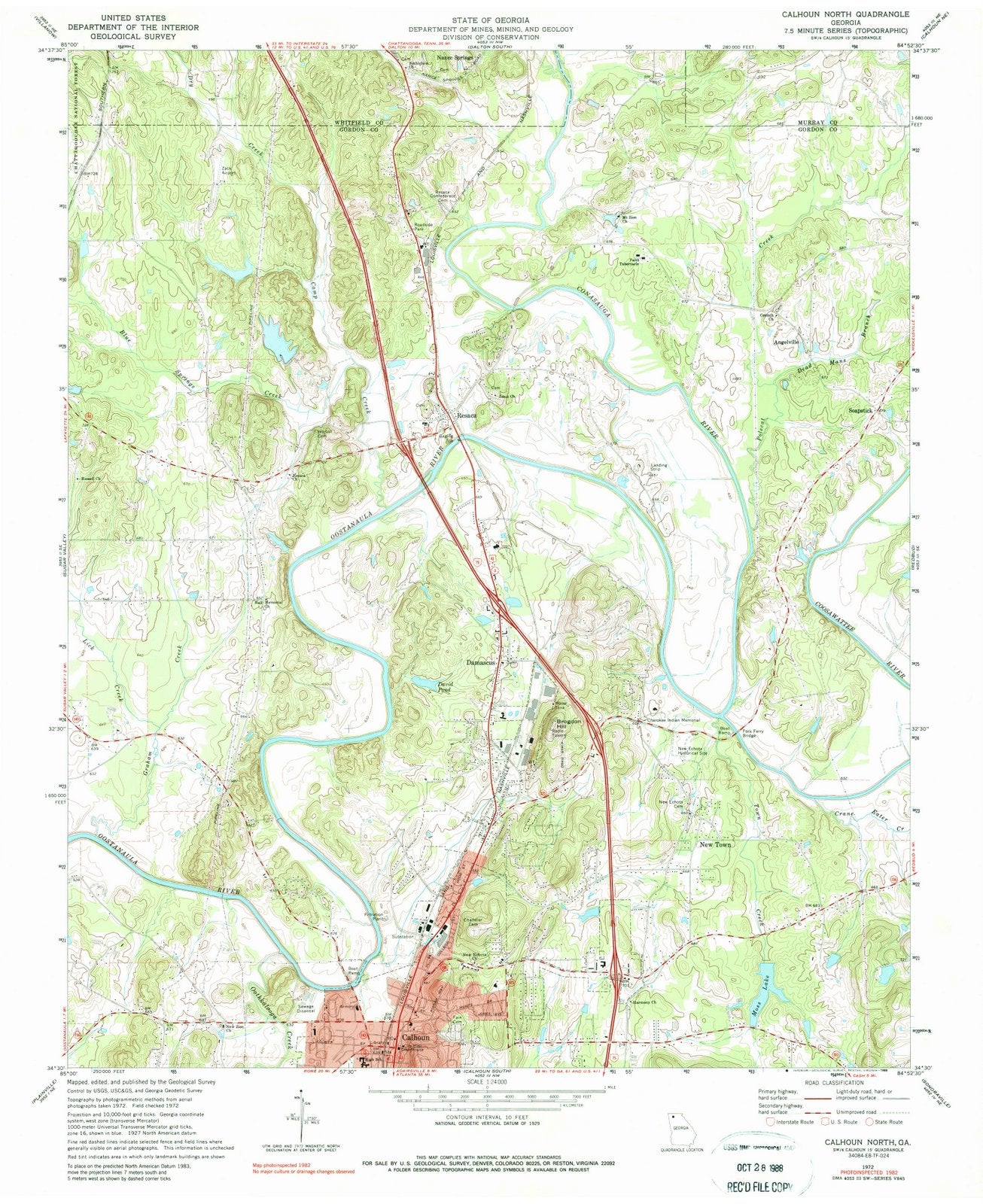 1972 Calhoun, GA - Georgia - USGS Topographic Map