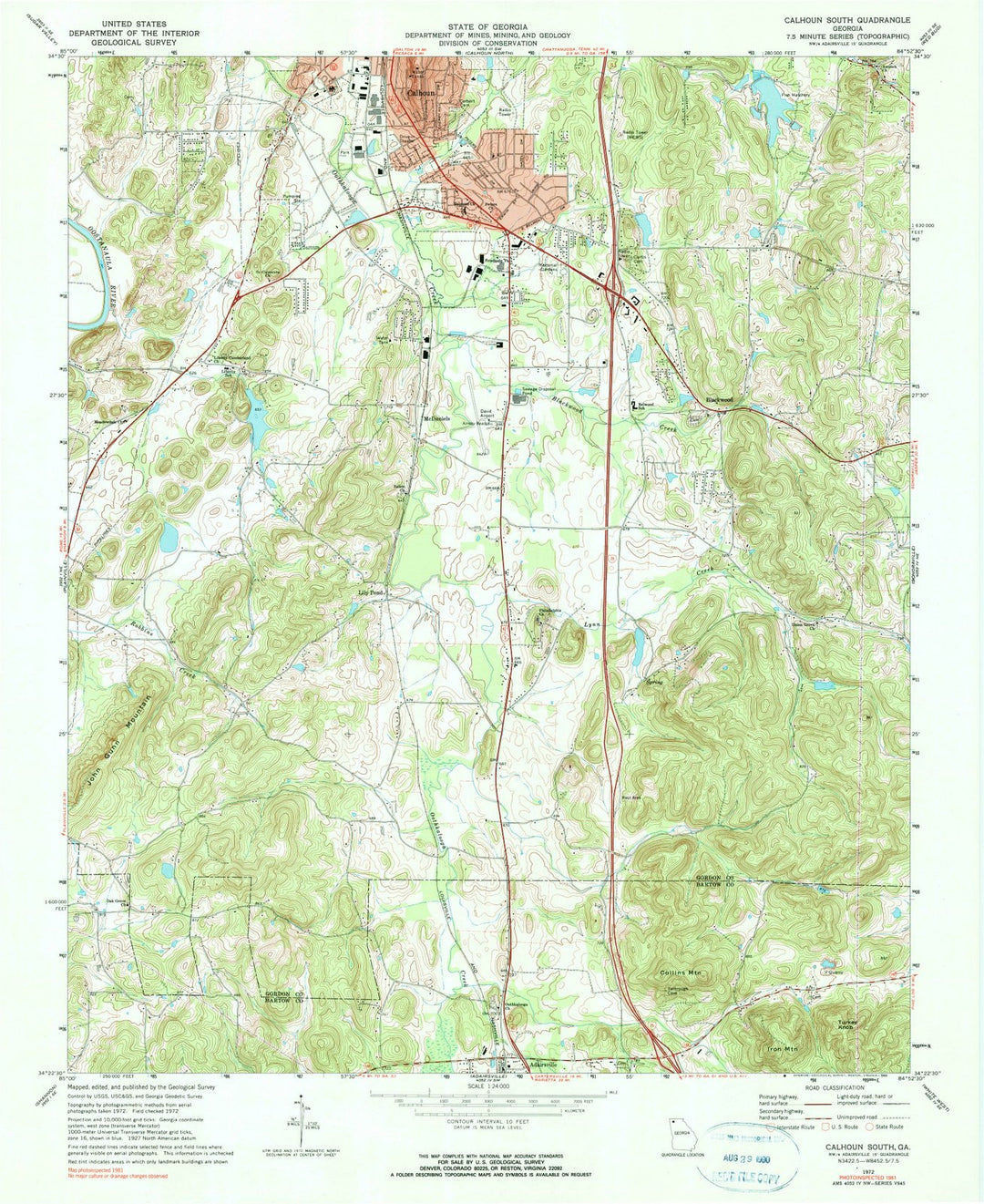 1972 Calhoun, GA - Georgia - USGS Topographic Map v2