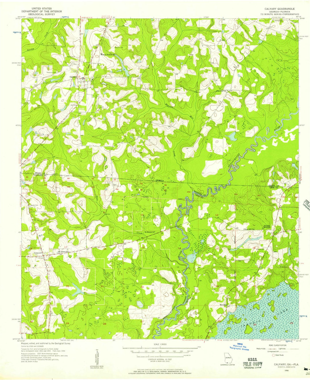 1956 Calvary, GA - Georgia - USGS Topographic Map