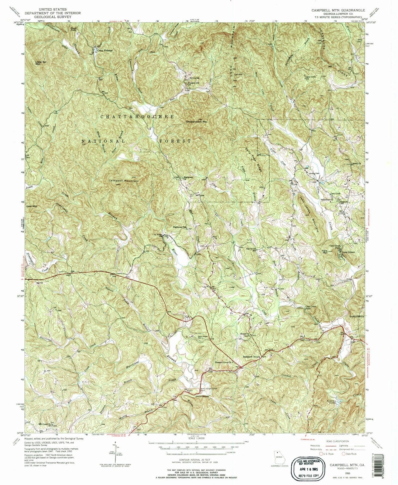 1950 Campbell MTN, GA - Georgia - USGS Topographic Map