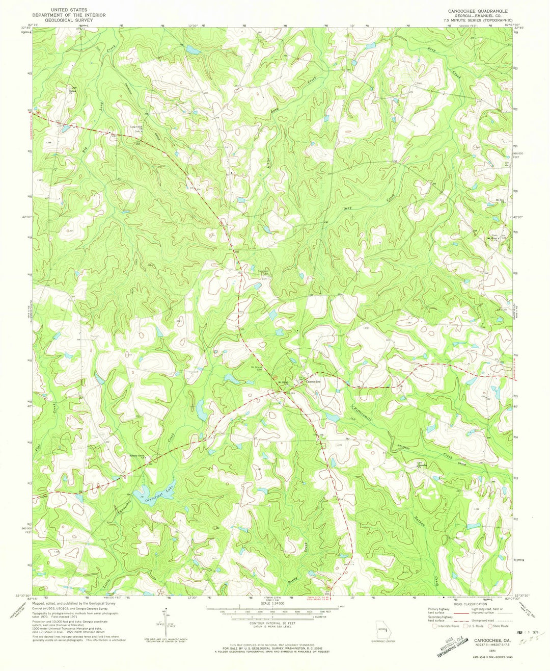 1971 Canoochee, GA - Georgia - USGS Topographic Map